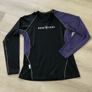 Aqualung Womens Size M Long Sleeve Black Rashguard Swim Wear